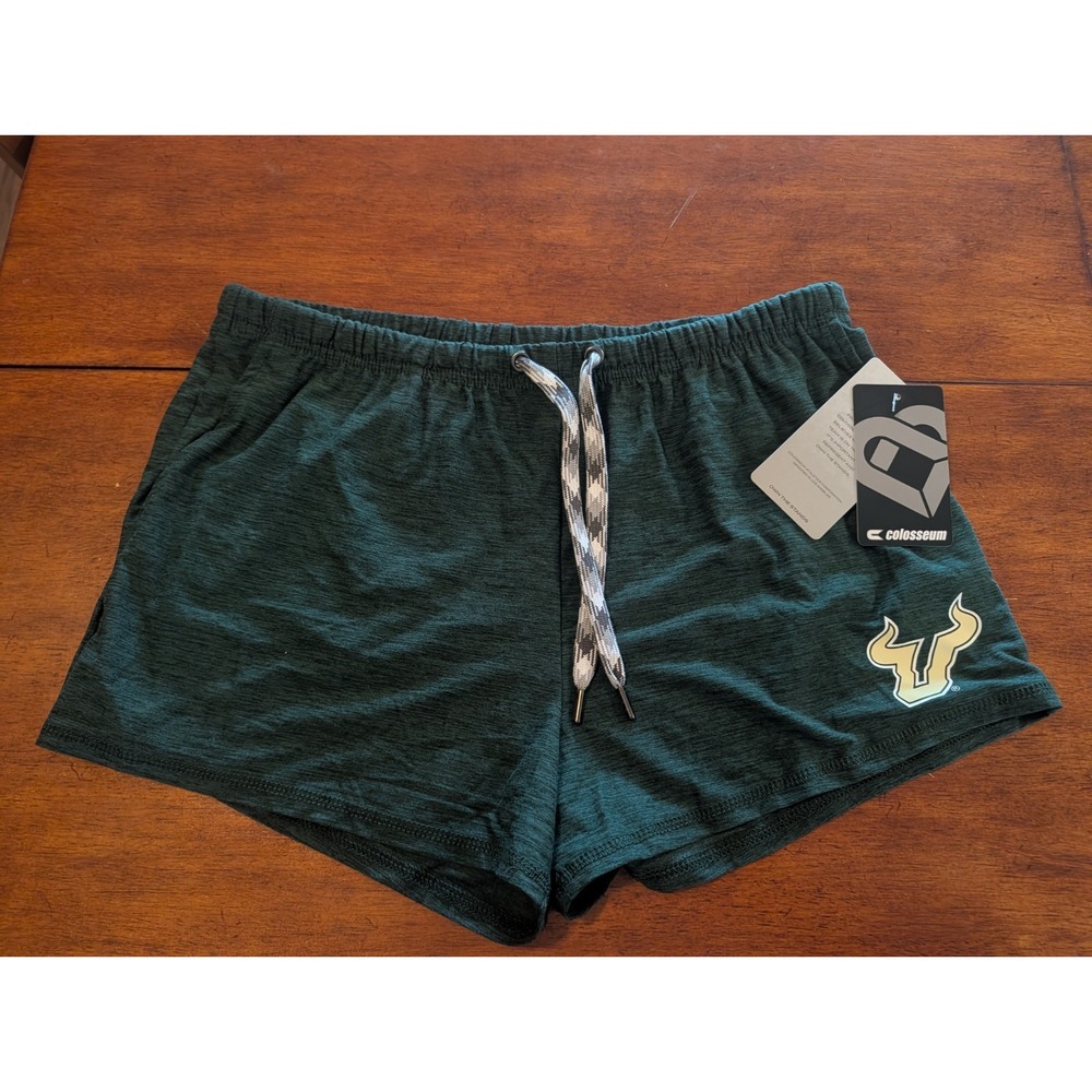 Colosseum South Florida Bulls USF Women's Jersey Knit Shorts Green NCAA Size L